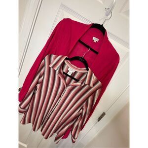 Avenue women’s bundle lot size 14/16 striped button down and open cardigan